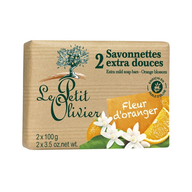 Le petit Olivier Savonnettes Extra Douces - Fleur d'Oranger 2*100g