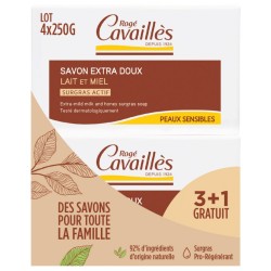 Rogé Cavaillès Savon surgras Extra Doux Lait et Miel - 3X250g (+ 1 Bonus)