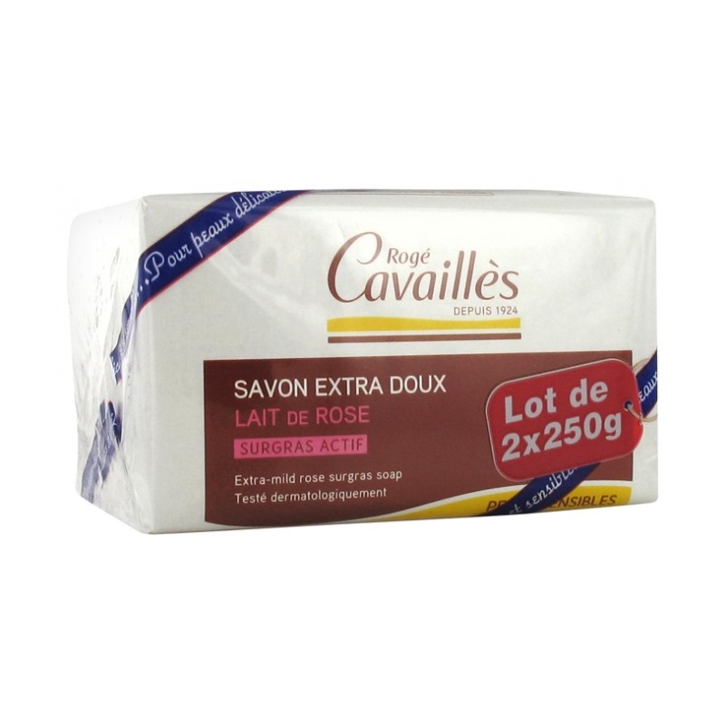 Rogé Cavaillès Savon Extra Doux Lait de Rose Lot de - 2x250 g