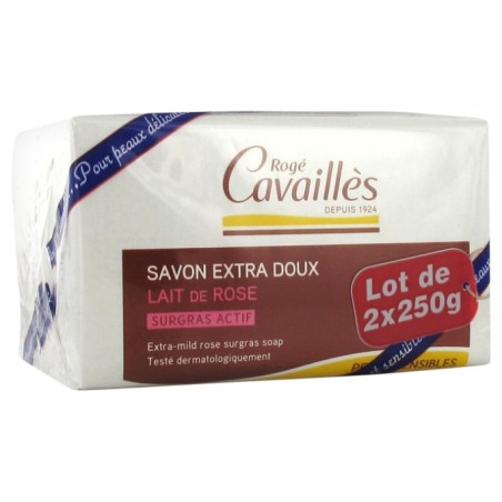 Rogé Cavaillès Savon Extra Doux Lait de Rose Lot de - 2x250 g